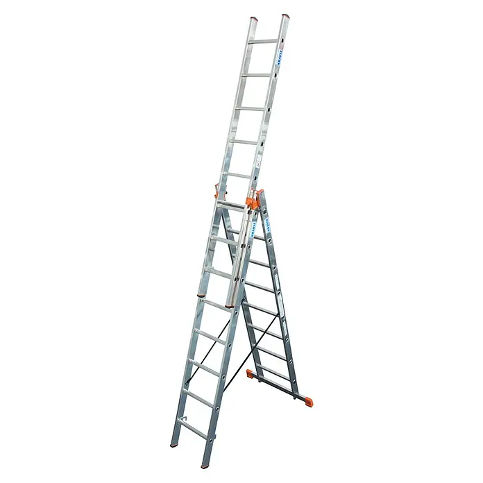 Krause Monto Mehrzweckleiter Tribilo - Arbeitshöhe: 6,05 m, Anzahl Tritte: 24 Stk., Belastbarkeit: 150 kg, Aluminium - Eine Mehrzweckleiter von Krause, die sowohl als Anlegeleiter als auch als Stehleiter verwendet werden kann. Praktisch und vielseitig einsetzbar.