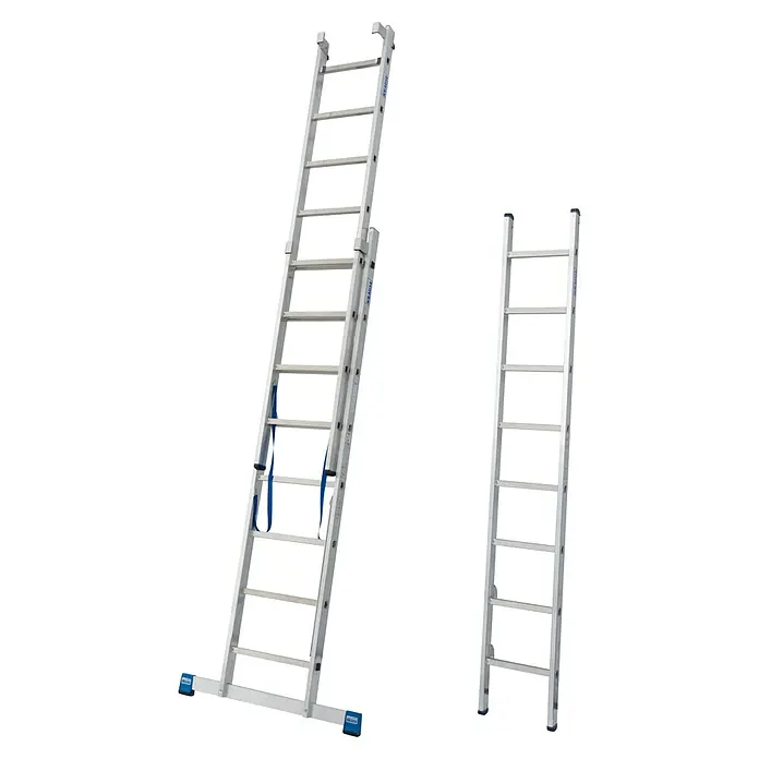 Krause Stabilo Mehrzweckleiter - Anzahl Tritte: 24 Stk., Arbeitshöhe: 6,05 m, Belastbarkeit: 150 kg, Aluminium - Eine ausziehbare Mehrzweckleiter aus Aluminium, die sowohl für den Innen- als auch für den Außenbereich geeignet ist. Solide Konstruktion für hohe Belastbarkeit.