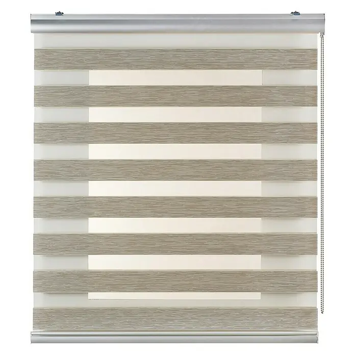 Estor noche y día Platinum - An x Al: 200 x 250 cm, Beige - Estores enrollables de rayas con rayas alternas transparentes y opacas. Decoración efectiva para ventanas de salones.