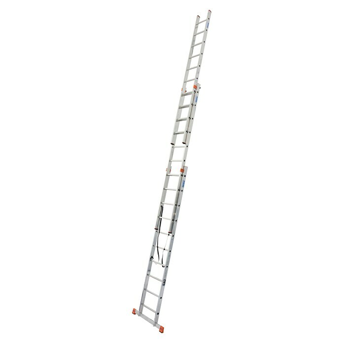 Krause Monto Escalera multiusos (Altura de trabajo: 7,65 m, 3 x 10 peldaños, Función escalonada, Aluminio)
