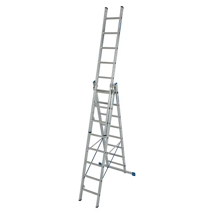 Krause Stabilo Mehrzweckleiter - Anzahl Tritte: 24 Stk., Arbeitshöhe: 6,05 m, Belastbarkeit: 150 kg, Aluminium - Silberne Mehrzweckleiter von Krause, vielseitig einsetzbar als Anlege-, Steh- oder Treppenleiter für verschiedene Höhen und Arbeiten.