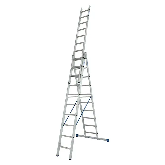 Krause Stabilo Mehrzweckleiter - Anzahl Tritte: 30 Stk., Arbeitshöhe: 7,65 m, Belastbarkeit: 150 kg, Aluminium - Eine Mehrzweckleiter aus Aluminium, die in A-Form mit ausgezogenem Teil steht. Perfekt für Arbeiten in verschiedenen Höhen.