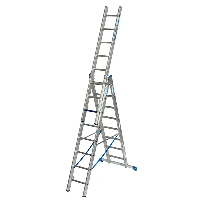 Krause Stabilo Mehrzweckleiter +S - Anzahl Tritte: 24 Stk., Arbeitshöhe: 5,95 m, Aluminium - Bild einer Krauser Vielzweckleiter, die sich für verschiedene Aufgaben eignet. Sie ist robust und bietet Flexibilität für den Innen- und Außenbereich.