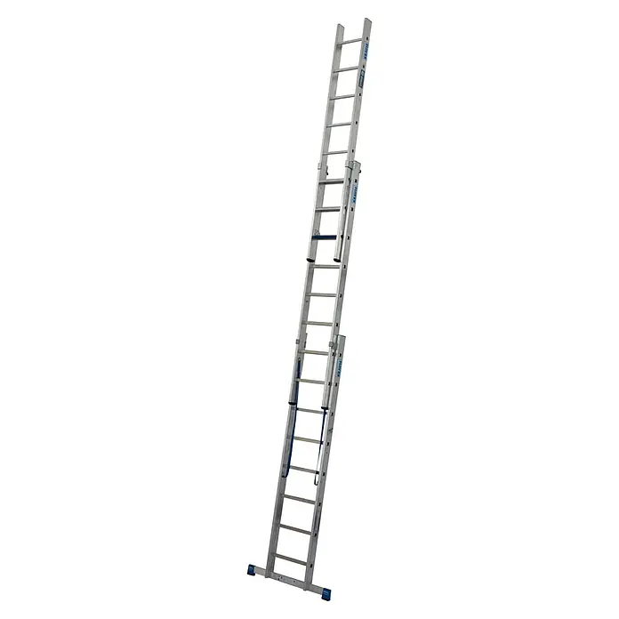 Krause Stabilo Mehrzweckleiter +S - Anzahl Tritte: 24 Stk., Arbeitshöhe: 5,95 m, Aluminium - Krause Tribilo Dreiteilige Schiebeleiter mit 3x12 Sprossen, ideal für vielfältige Höhenarbeiten im Innen- und Außenbereich.