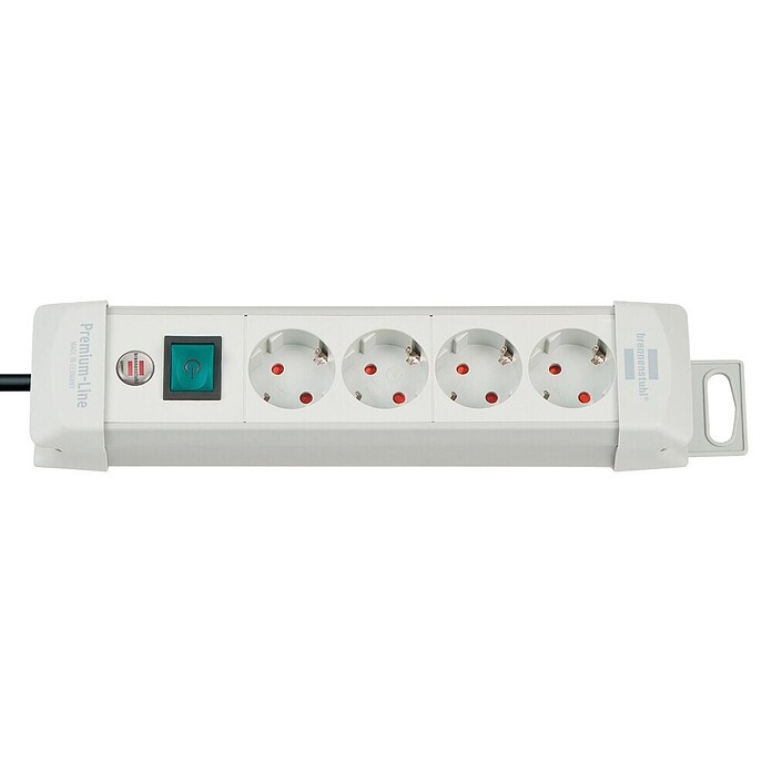 Brennenstuhl Premium-Line Steckdosenleiste (Anzahl Steckdosen Schuko: 4, Grau, Kabellänge: 1,8 m, Max. Anschlussleistung: 3.680 W)