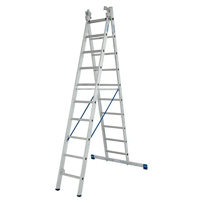 Krause Stabilo Mehrzweckleiter - Anzahl Tritte: 30 Stk., Arbeitshöhe: 7,65 m, Belastbarkeit: 150 kg, Aluminium - Eine robuste Krause Leiter im A-Bock-Format, ideal für diverse Arbeiten im Innen- und Außenbereich. Die Leiter bietet Stabilität und Sicherheit.