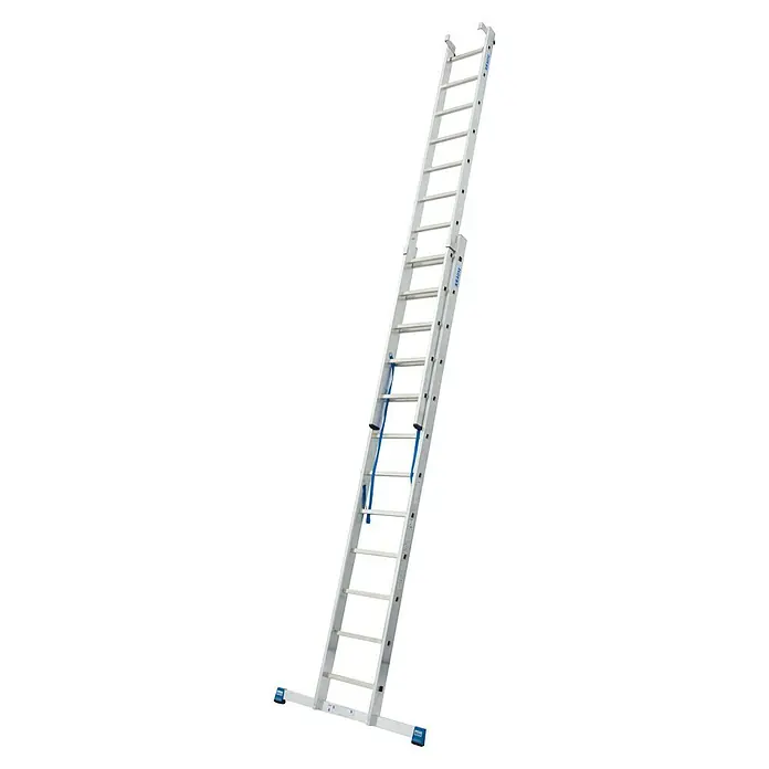Krause Stabilo Mehrzweckleiter - Anzahl Tritte: 36 Stk., Arbeitshöhe: 9,3 m, Belastbarkeit: 150 kg, Aluminium - Hier ist eine ausziehbare Aluminiumleiter von Krause, die vielseitig und robust ist. Sie bietet sicheren Halt für verschiedene Arbeiten in der Höhe.