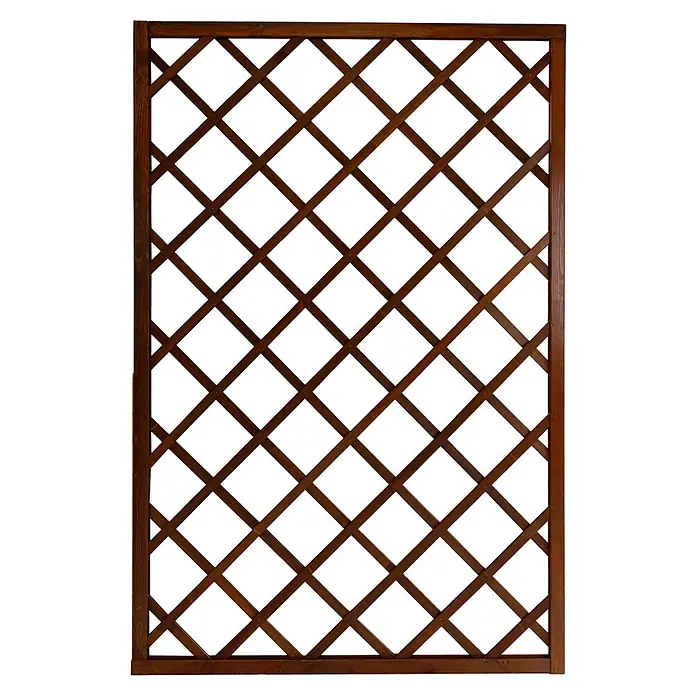 Andrewex Rankgitter Nancy - 120 x 180 cm, Braun - Ein rechteckiges, braunes Holzzaunelement mit einem Rautenmuster, ideal zur Dekoration und als Sichtschutz für den Garten.