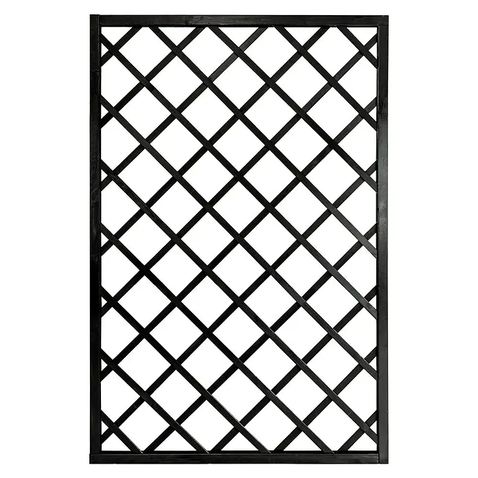 Andrewex Rankgitter Nancy - 120 x 180 cm, Anthrazit - Abbildung eines schwarzen, rechteckigen Spalierrahmens mit einem diagonalen Gittermuster, ideal für den Garten.