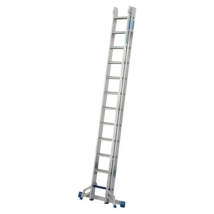 Krause Stabilo Schiebeleiter +S - Anzahl Tritte: 24 Stk., Arbeitshöhe: 6,7 m, Aluminium - Krause Treppe, eine robuste und zuverlässige Leiter für den professionellen und privaten Gebrauch, bietet Stabilität und Sicherheit bei Arbeiten in der Höhe.