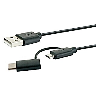 Schwaiger USB-adapterkabel USB 3.1 C/ 2.0 Micro-B (Zwart, 1 m)