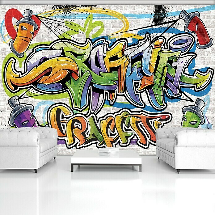 Fototapete Buntes Graffiti (254 x 184 cm, Papier)