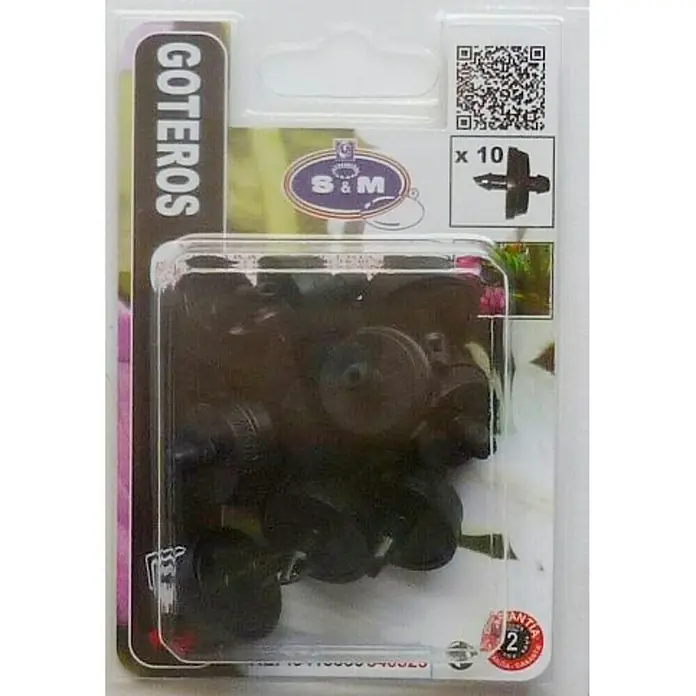 Gotero lineal autocompensado - 4 l/h, 10 ud. - Un paquete de diez goteros de riego negros S&M, ideales para un riego preciso del jardín y el cuidado de las plantas.