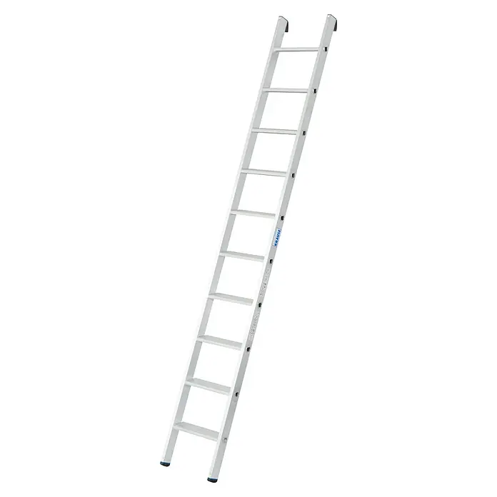 Krause Stabilo Anlegeleiter + S - Anzahl Tritte: 10 Stk., Arbeitshöhe: 3,6 m, Aluminium - Silberne Sprossenleiter der Marke Krause, ideal für den Innen- und Außenbereich, mit rutschfesten Füßen für sicheren Halt und Stabilität.