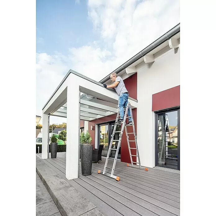 Krause Gelenkleiter Multimatic - Arbeitshöhe: 5,5 m, Anzahl Tritte: 16 Stk., Faltbar, Aluminium - Anwendungsbeispiel