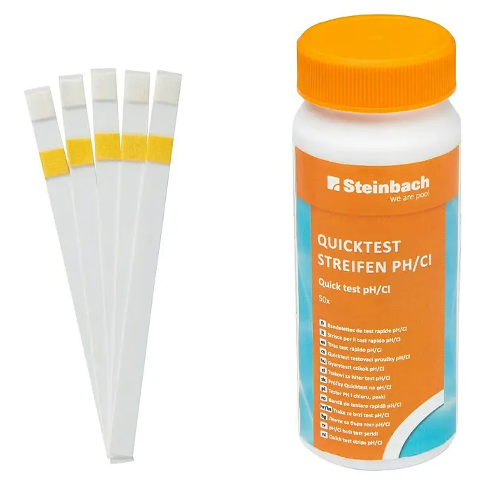 Steinbach Quicktest-Streifen pH CI - 50 Stk., Geeignet für: Pools - Steinbach Quicktest PH/Cl-Teststreifen zur schnellen und einfachen Messung des PH-Werts und Chlorgehalts im Poolwasser.