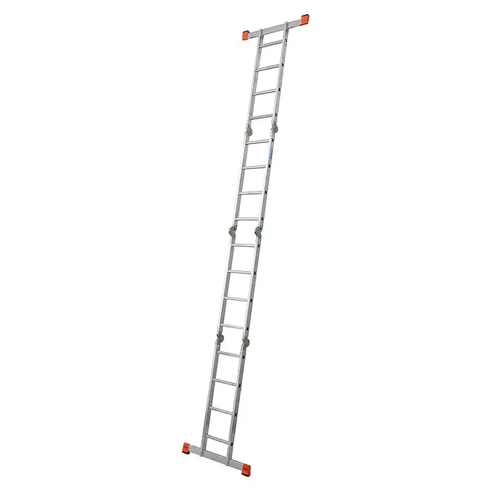 Krause Gelenkleiter Multimatic - Arbeitshöhe: 5,5 m, Anzahl Tritte: 16 Stk., Faltbar, Aluminium - Eine ausziehbare Aluminiumleiter mit breiten Stufen für sicheren Stand. Ideal für Arbeiten in großer Höhe.