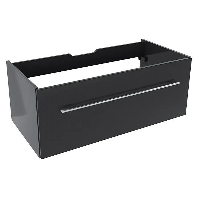 Camargue Stella Waschtischunterschrank - 99,4 x 48,8 x 39 cm, Ohne Beleuchtung, Grafit - Schwarzer Waschtischunterschrank mit Schublade und Griff. Stilvolles Möbelstück für moderne Badezimmer.