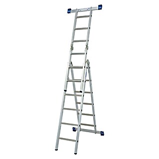 Krause Stabilo Sprossen-Gelenk-Combileiter (Arbeitshöhe: 5,3 m, Anzahl Tritte: 12 Stk., Treppenfunktion, Aluminium)