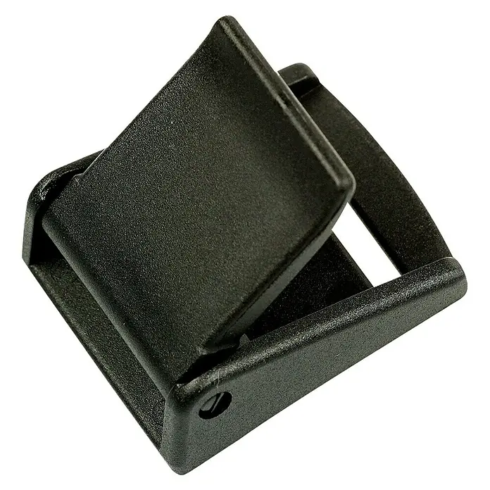 Stabilit Hebelschnalle - Für Seildurchmesser: 25 mm, Schwarz, 2 Stk. - Schwarzer Kunststoffschnallenverschluss, ideal für Gurte und Riemen, auf schwarzem Hintergrund. Robuste Ausführung für vielfältige Anwendungen.