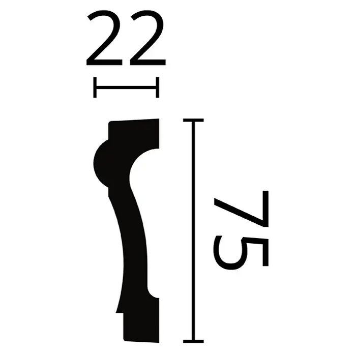 Nmc Decoflair Zierprofil Wandleiste CO3 - 2 m x 22 mm x 75 mm, Hochverdichtetes extrudiertes Polymer (HDPS) - Profilleiste mit den Maßen 22 x 75 mm.