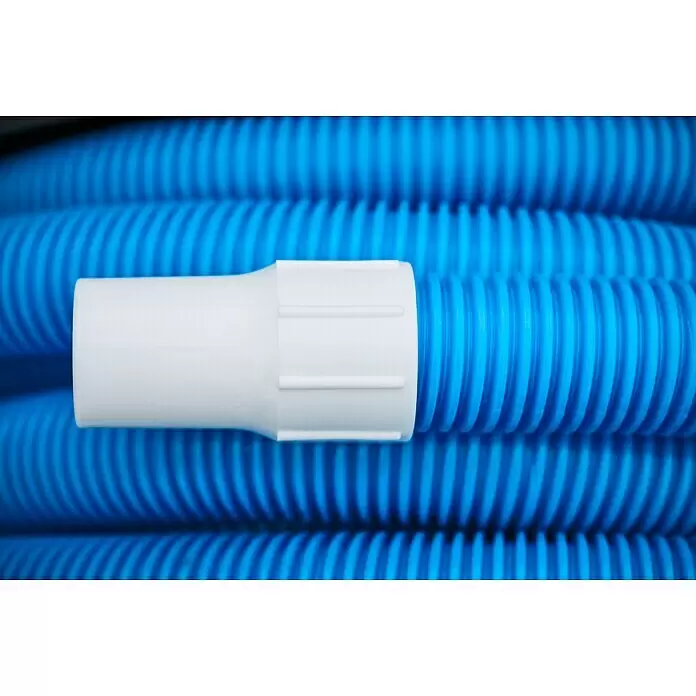 Malibu Schlauchverbinder - Durchmesser: 32 mm - Blauer Wellschlauch mit weißer Verbindungsmuffe.