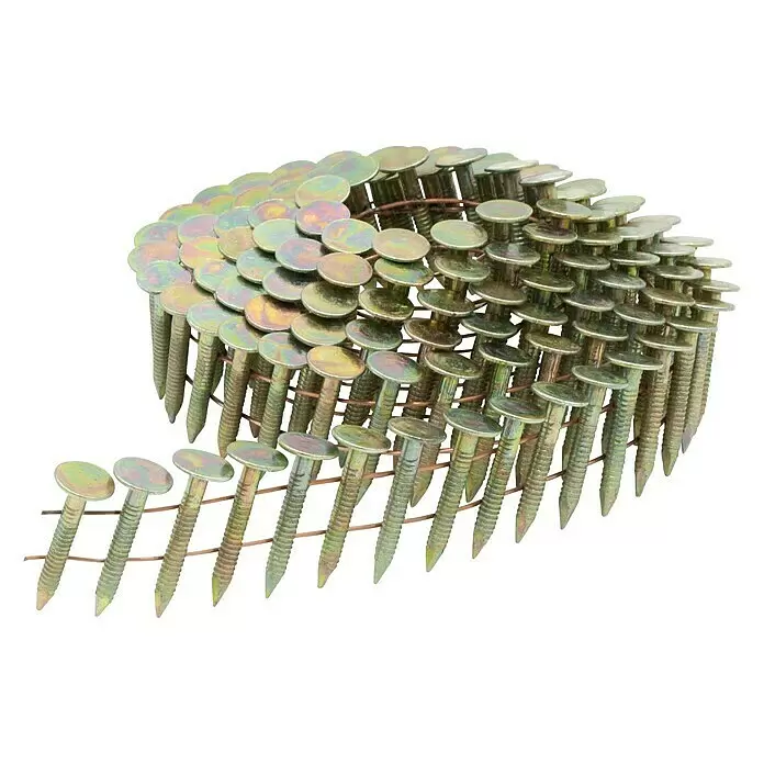 Prebena Dachpappnagel Typ CNZ verzinkt - Länge: 32 mm, 7.200 Stk. - Spule goldfarbener, verzinkter Magazinnägel.