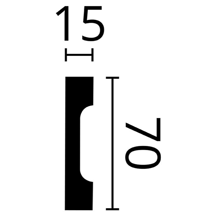 Nmc Decoflair Zierprofil Wandleiste C92 m x 15 mm x 70 mm, Hochverdichtetes extrudiertes Polymer (HDPS) Sketch