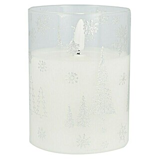 LED-Kerze 3D im Glas Nora (Weiß, Echtwachs, Höhe: 10 cm, Durchmesser: 7,5 cm)