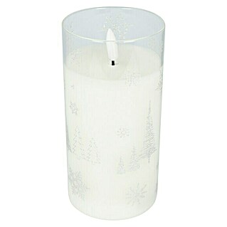 LED-Kerze 3D im Glas Nora (Weiß, Echtwachs, Höhe: 12 cm, Durchmesser: 7,5 cm)