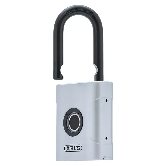 Abus Candado 57/50 - Sensor de dedo, Zinc fundido, L x An x Al: 23 x 50 x 103 mm - Candado ABUS con arco Nano Protect y sensor de huella digital para mayor seguridad y comodidad.
