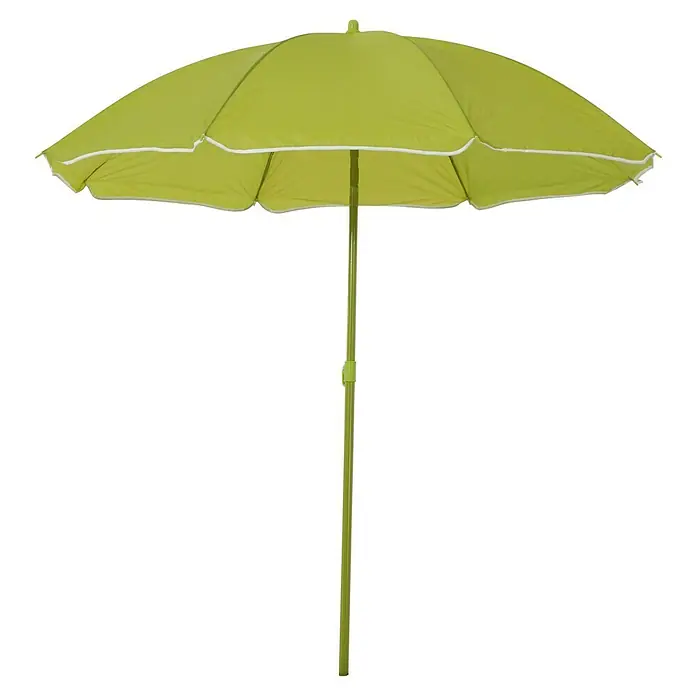 Sunfun Parasol Bahía - Colores surtidos, Diámetro de cobertura: 180 cm, 40 - Sombrilla verde claro con ribete blanco. Un parasol elegante y funcional para el jardín o la playa.