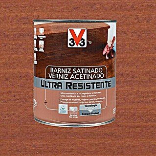 V33 Barniz para madera Satinado Ultra Resistente (Caoba, Satinado, 750 ml)