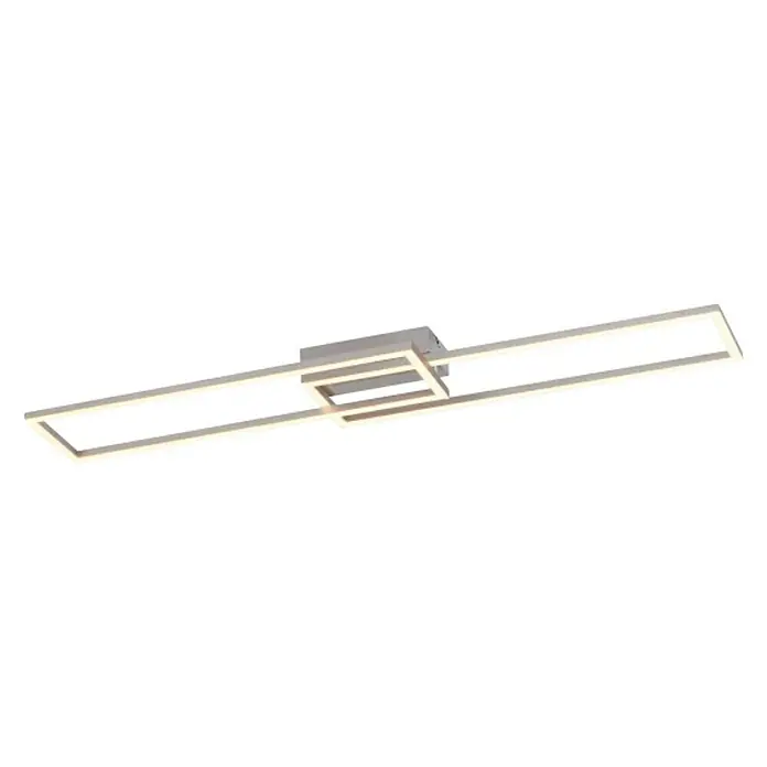 Just Light Plafón LED Iven - 35 W, L x An x Al: 22 x 92,4 x 7 cm, Níquel, Blanco, Blanco frío - Esta moderna lámpara de techo LED impresiona con su diseño cuadrado y proporciona una iluminación elegante en la habitación.