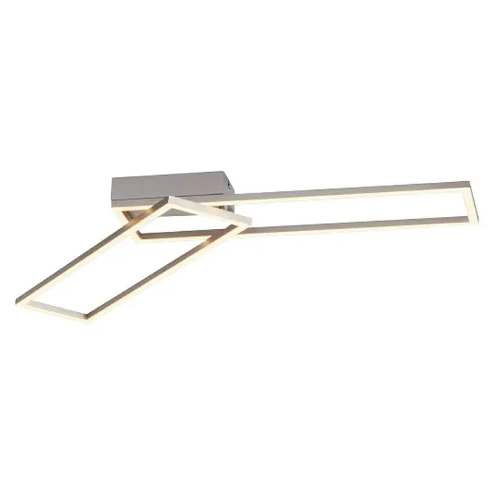 Just Light Plafón LED Iven - 35 W, L x An x Al: 22 x 92,4 x 7 cm, Níquel, Blanco, Blanco frío - Lámpara de techo LED moderna con dos marcos rectangulares. El diseño elegante complementa los interiores modernos y proporciona una iluminación brillante y eficiente.