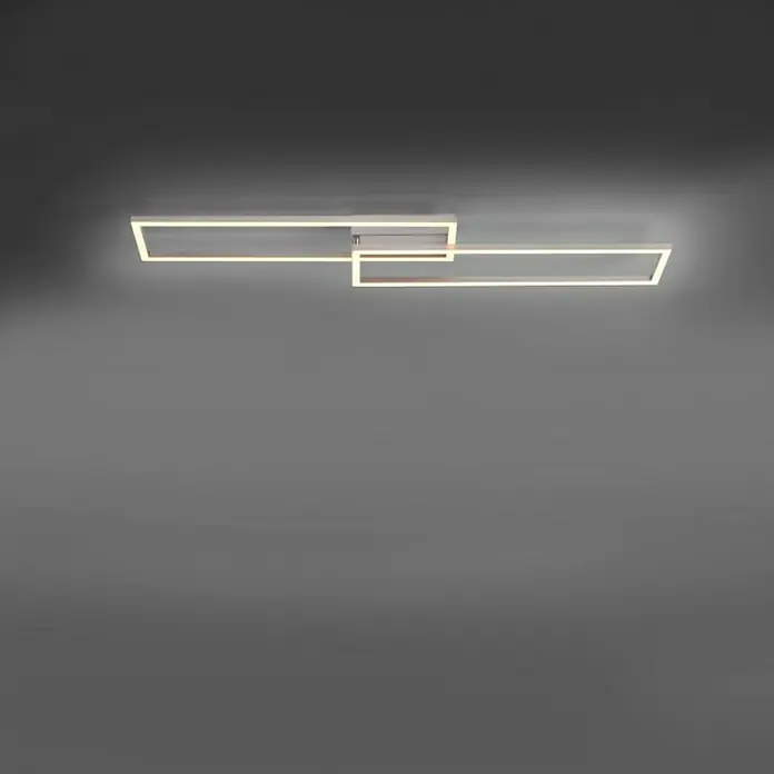 Just Light Plafón LED Iven - 35 W, L x An x Al: 22 x 92,4 x 7 cm, Níquel, Blanco, Blanco frío - Lámpara de techo de diseño rectangular. Diseño moderno con iluminación LED para un ambiente elegante en la habitación.