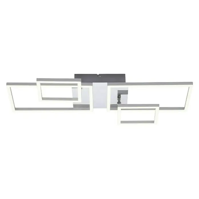 Just Light Plafón LED Iven - 35 W, L x An x Al: 33,8 x 65 x 7,5 cm, Níquel, Blanco, Blanco cálido - Plafón LED moderno con formas rectangulares para una iluminación elegante.