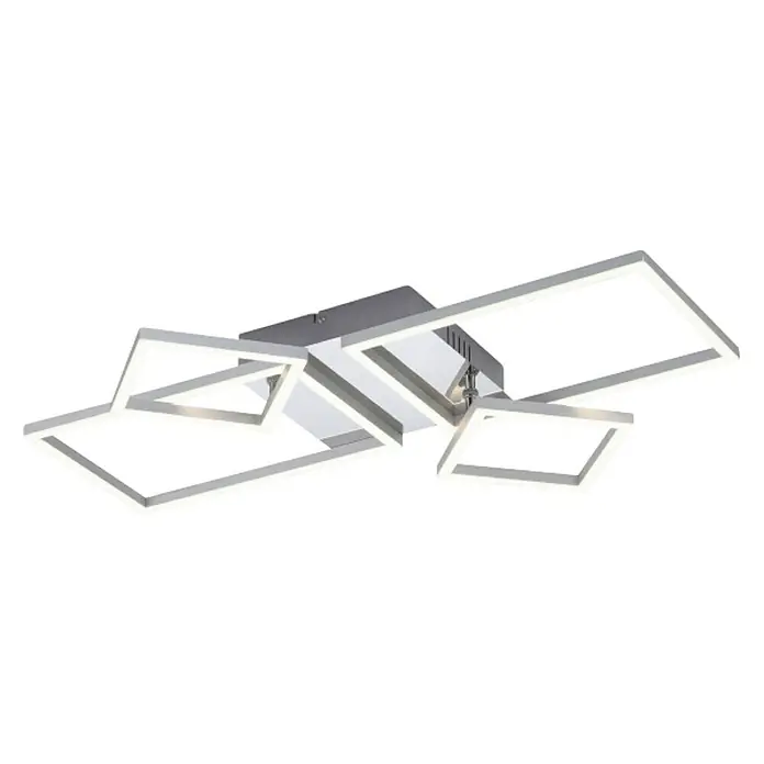 Just Light Plafón LED Iven - 35 W, L x An x Al: 33,8 x 65 x 7,5 cm, Níquel, Blanco, Blanco cálido - Moderna lámpara de techo LED con formas cuadradas, ideal para interiores elegantes.
