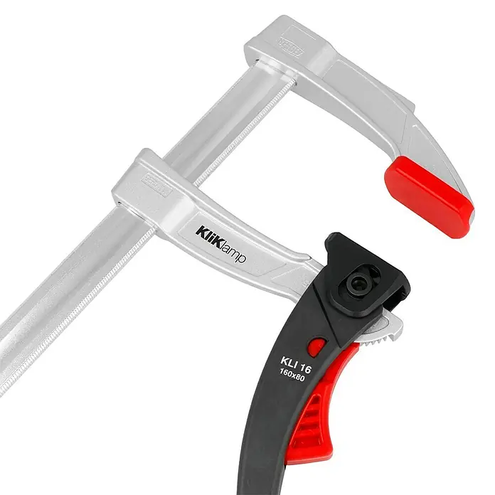 Bessey Hebelzwinge KliKlamp KLI 16 - Spannweite: 160 mm, Spannkraft: 1.200 N, Ausladung: 80 mm - KliKlamp Schnellspanner, einhandbedienung für schnelles und einfaches fixieren von Werkstücken. Hohe Spannkraft, vielseitig einsetzbar.