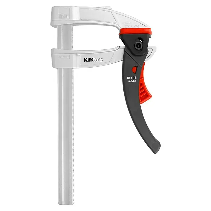 Bessey Magnesium-Zwinge KliKlamp KLI 16Spannweite: 160 mm, Ausladung: 80 mm - BESSEY KliKlamp KLI 16 Schnellspanner. Leichte, robuste Einhandzwinge mit Schnellspannmechanismus für vielfältige Anwendungen.