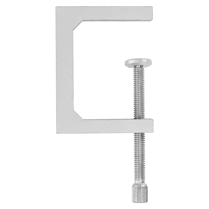 Bessey Schraubzwinge AM 4 - Spannweite: 47 mm, Ausladung: 34 mm - Nahaufnahme einer silberfarbenen Schraubzwinge, die für verschiedene Befestigungs- und Halteanwendungen im Handwerk und Heimwerken verwendet wird.