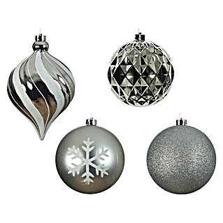 Bolas de Navidad (Diámetro: 15 cm, Plateado, Plástico, 6 ud.)