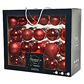 Decoris Christbaumkugel-Mix (Weihnachtsrot, Glas, 42 Stk.)