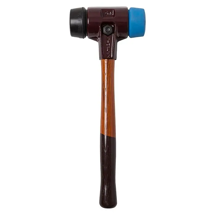 Halder Simplex Schonhammer - Holz, Durchmesser Kopf: 50 mm, Gewicht Kopf: 1.150 g - Dieser Schonhammer mit zwei Köpfen in Schwarz und Blau ist ideal für präzise Arbeiten, bei denen keine Beschädigung entstehen soll.