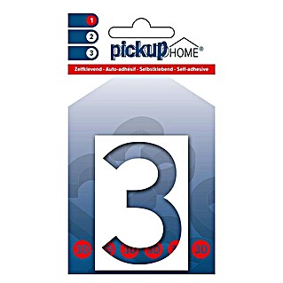 Pickup 3D Home Huisnummer Milan (Hoogte: 6 cm, Motief: 3, Wit, Kunststof, Zelfklevend)