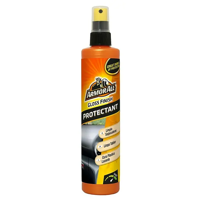 ArmorAll Spray para salpicadero - 300 ml, Brillante - Imagen de una botella de Armor All Gloss Finish Protectant para coches, que proporciona brillo y protección UV.