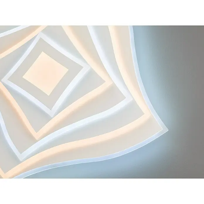Fischer & Honsel LED-Deckenleuchte Hero - 50 W, L x B x H: 50 x 50 x 7,6 cm, Weiß, Mehrfarbig - Moderne Deckenleuchte mit einem spiralförmigen, quadratischen Design, das ein helles und einladendes Licht erzeugt. Die Lampe ist ein echter Hingucker.