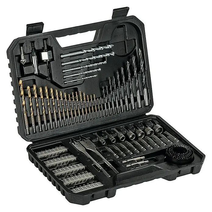 Bosch Set de puntas y accesorios - 103 pzs. - Un juego completo de brocas en un estuche negro resistente, ideal para profesionales y proyectos de bricolaje que necesiten soluciones de perforación versátiles.