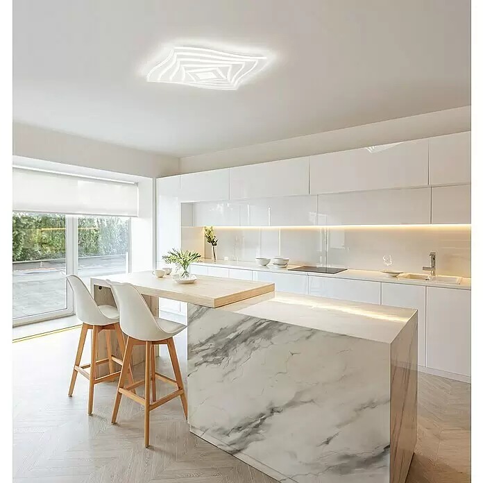 Fischer & Honsel LED-Deckenleuchte Hero - 50 W, L x B x H: 50 x 50 x 7,6 cm, Weiß, Mehrfarbig - Stimmungsaufnahme