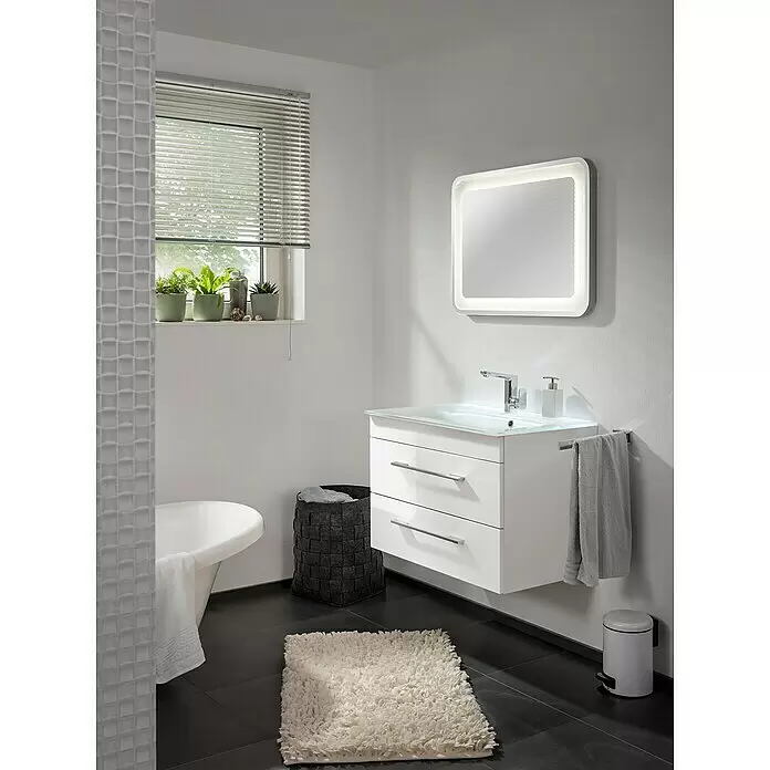 Camargue Stella K Waschtischunterschrank - 79,4 x 48,8 x 55 cm, Ohne Beleuchtung, Weiß - Stimmungsaufnahme